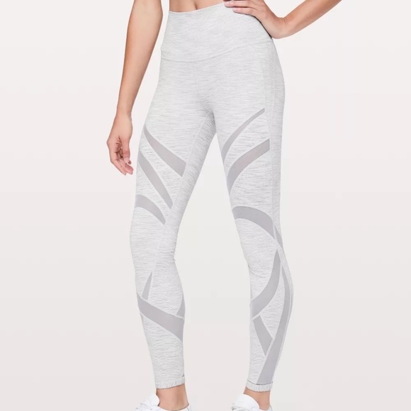 Lululemon Wunder Under HR Tight Mesh Womens Size 10 Grey High Rise Yoga Athletic - Picture 1 of 9